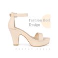 thumbnail image 4 of BLISSFUL STEP Platform Chunky Heel Sandals for Women Beige 7, 4 of 7