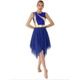 thumbnail image 2 of zdhoor Robe de Danse Maman et Moi Métallique Sans Manches Ballet Louange Moderne Lyrique Costume de Performance Bleu Royal P, 2 of 8