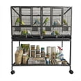 thumbnail image 4 of AKDSteel 41" Divided Breeding Flight Bird Cage With Detachable Rolling Stand, Spacious Birdcage With Two Separate Areas, Perches, Feeder Doors, Slide-Out Tray, And Storage Shelf For Cockatiels, 4 of 5