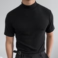 thumbnail image 1 of AherBiu Plus Size Men's T-Shirts Slim Fitted Stretch High Collar Tees Active Workout Gym T-Shirts, 1 of 9