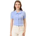 thumbnail image 1 of INSPIRE CHIC Chemise Douce pour Femme Vintage à Col Poupée Mignon Boutonnée m Bleu Violet, 1 of 5