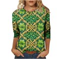 thumbnail image 2 of Mceream T-Shirt de la Saint-Patrick pour Femmes Drôle Manches 3/4 Hauts Mignons Décontractés Col Rond T-Shirts Graphiques Trèfle Imprimé Floral 2026 Hauts Chemisiers Grande Taille Vert TG, 2 of 5