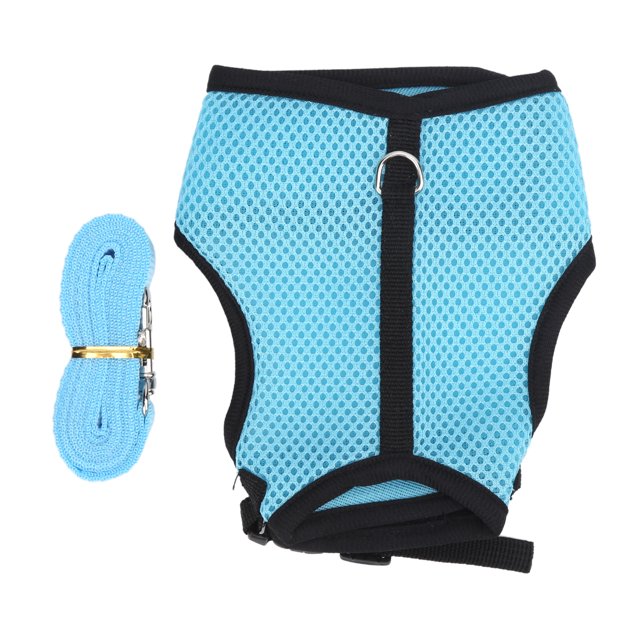 Pet Harness And Leash Set, Mesh Guinea Pig Harness Soft Mesh Fully Adjustable No Pull Comfortable For Outdoor For Mini Pets M Light Blue