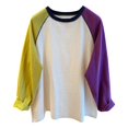thumbnail image 1 of Baberdicy Plus Size Color Block T-Shirts - 2025 Long Sleeve Loose Tops (Spring/Autumn Layering Essentials, Casual Base Shirt) Purple 4XL, 1 of 3