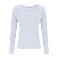 thumbnail image 4 of WRKEKC Blouse à Manches Longues pour Femmes, Couleur Unie, T-Shirt Décontracté à Col Rond pour Femmes, Tenue Quotidienne et de Bureau au Style Classique et Port Confortable, 4 of 7