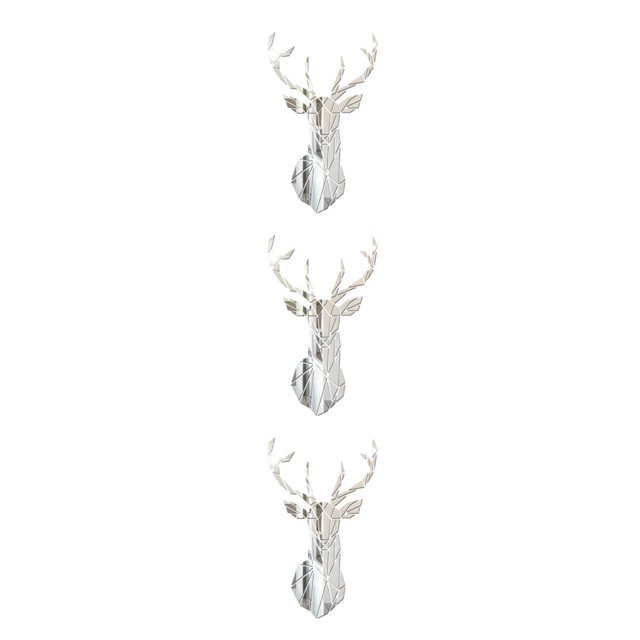 Redempat Living Space With 3D Mirror Deer Wall Sticker Easy To Paste And Remove silver M 3Set