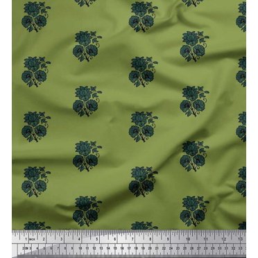 Soimoi Polyester Crepe Fabric Floral Block Decor Fabric Printed Yard 42 Inch Wide