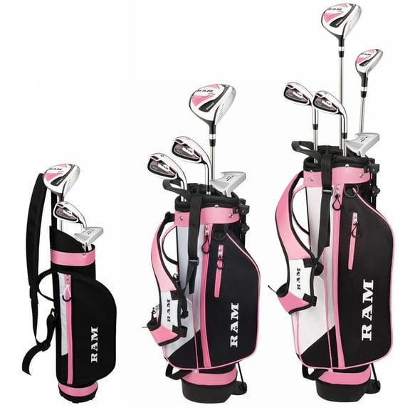 Ram Golf Junior SDX Ensemble de Clubs de Golf pour Filles avec Sac, Main Droite, Âge 9-12