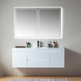 thumbnail image 1 of Vanity Art 60 Inches LED Lighted Single Sink Wall Mounted Bathroom Vanity Set 2 Drawers Storage Cabinet White Engineered Stone Top Undermount Rectangle Sink with Sensor Switch, 1 of 7