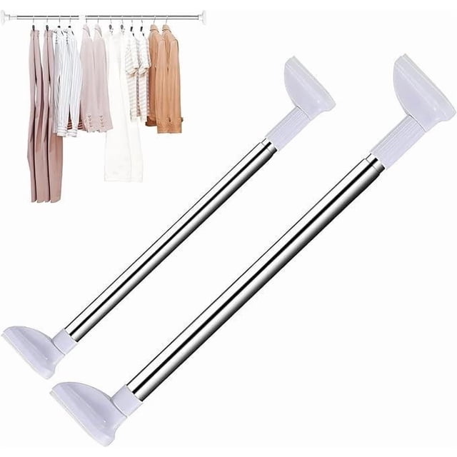Tringle de Tension Télescopique Réglable Sans Perçage, Robuste, en Acier Inoxydable, Tringle Suspendue pour Vêtements et Rideaux, Installation Sans Dommages pour Salle de Bain