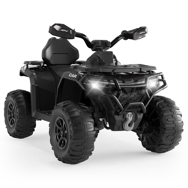 Garvee VTT pour Enfants 12 V, 3 Vitesses Variables, avec Télécommande Parentale, Phares DEL, Musique, Noir