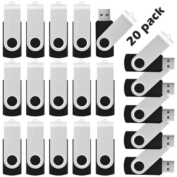 20pcs 4GB USB Flash Drive 4 GB Flash Drives Thumb Drive Jump Drive Memory Stick Swivel Pen Drive, Black