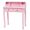 thumbnail image 1 of Costway Writing Desk Makeup Vanity Table Home Office Computer Desk 4 Drawer Pink, 1 of 10
