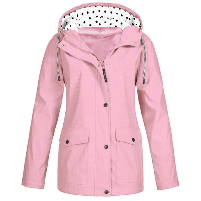 Dvkptbk Veste à Capuche Femmes Imperméable Unie Manteau de Pluie Extérieur Grande Taille Imperméable à Capuche Coupe-Vent en Liquidation