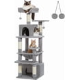 thumbnail image 1 of Large Cat Tree cm Cat Tower for Large Cats Cat Condo with Sisal-Cove Scratching Posts and Pads Padded Perch Dual Condo and Basket for Indoor Cats-Grey Small, 1 of 6
