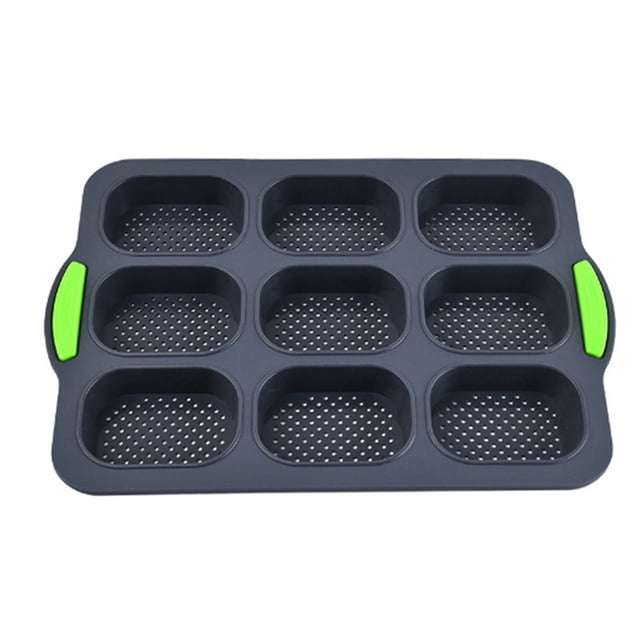 Non-Stick Silicone Baking 9 Cavity Oval Pan for Homemade Bread Loaves and Creation