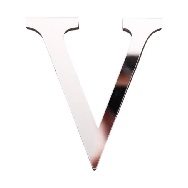 2Pcs Letter Ornament Waterproof Removable Silver-plated 3D Mirror Surface Acrylic Decal for Wedding