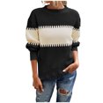 thumbnail image 1 of IROINID Chandail à Col Rond pour Femmes, Bloc de Couleur, Décontracté, Mi-Long, Manches Longues, Haut Assorti, Blouse Tricotée, 1 of 8
