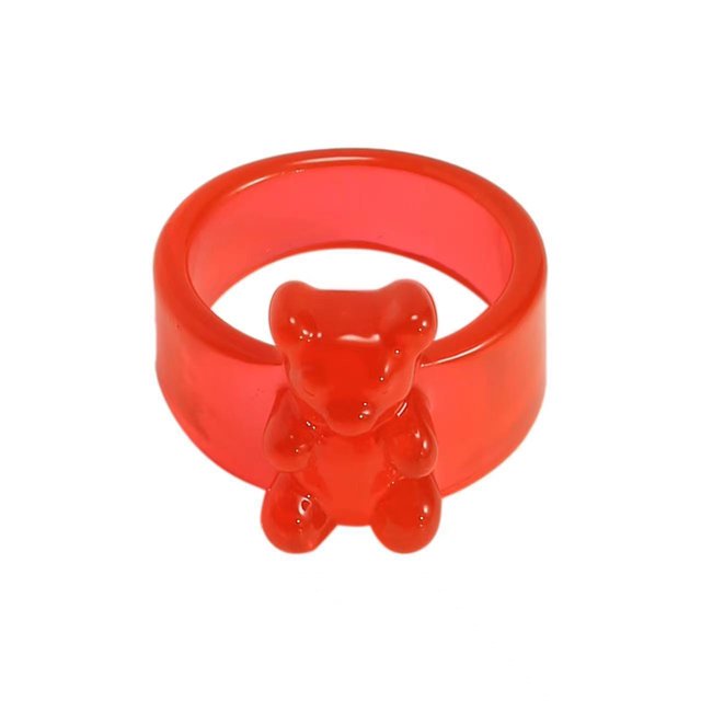 LYMAYTER Candy Color Ring Little Bear Ring - Korean INS Style, Acrylic