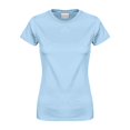 thumbnail image 1 of HOT SALE!! T-Shirt à Manches Courtes Protection Solaire pour Femmes Ajusté Yoga Course Gym Entraînement Haut Basique en Coton Col Rond Ajusté Longueur Tunique T-Shirt Bleu Clair P, 1 of 3