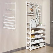 Chmadoxn Shoe Rack for Closet,Closet Organizers and Storage, Organization and Storage, Entryway Shoe Rack With Coat Rack 5-Layer Shoe Rack Organizer For Bedroom Dormitory Plastics shoe rack