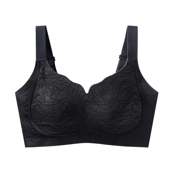 HVOBTTY Women's Comfortable Push Up Bra, Fashion Women's Solid Color Lifting Gathering Folding Sagging Bra Bra for Women Daily Bra Black, XXL