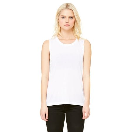 Bella Canvas Womens Flowy Scoop Blended Muscle Tank, 2XL, White