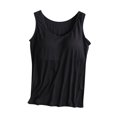 thumbnail image 1 of UPPADA Débardeurs pour Femmes en Modal Rembourré avec Soutien-Gorge Intégré, Col Rond, Camisole Sans Manches avec Soutien-Gorge Sans Armatures, Chandails Ajustés Décontractés, T-Shirt, Grande Taille, Hauts Confortables, Débardeur pour Femmes, Lot, Côtelé, Noir, G, 1 of 4