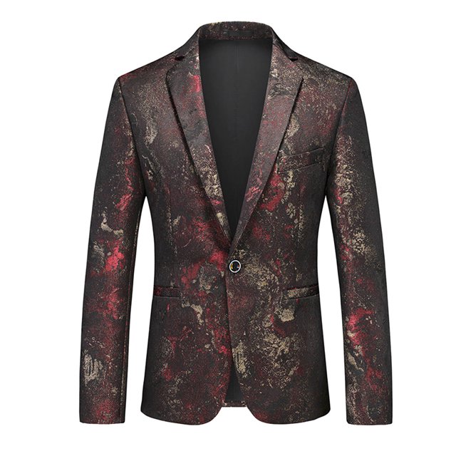TIMIFIS Blazer de Bal pour Hommes Grande Taille Imprimé une Bouton Veste de Complet Mode Décontractée Souper Robe de Mariée Blazer