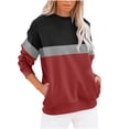 thumbnail image 1 of Meichang Chandails en Molleton pour Femmes Manches Longues Col Rond Décontracté Chandail Mode Bloc de Couleur Chandails en Molleton Confortables Automne Chandail avec Poche, 1 of 4