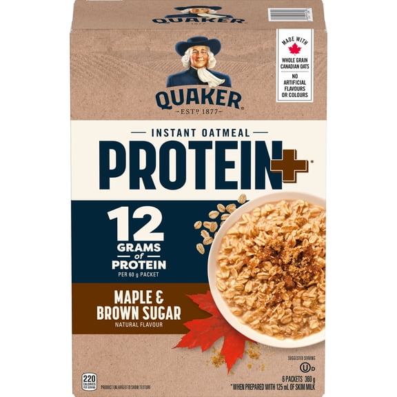Gruau instantane Quaker Protein+ a l'erable et a la cassonade