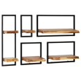 thumbnail image 1 of vidaXL Wall Shelf Set 5 Pieces Solid Acacia Wood and Steel, 1 of 5