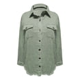 thumbnail image 2 of Yubnlvae Veste-Chemise en Denim Lavé Vert Armée Mode Décontractée pour Femme, G, 2 of 3