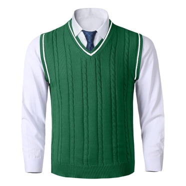 Male Knitted Vest Vest V Neck Sleeveless Padded Sweater Vest Men'S Sweater Vest M
