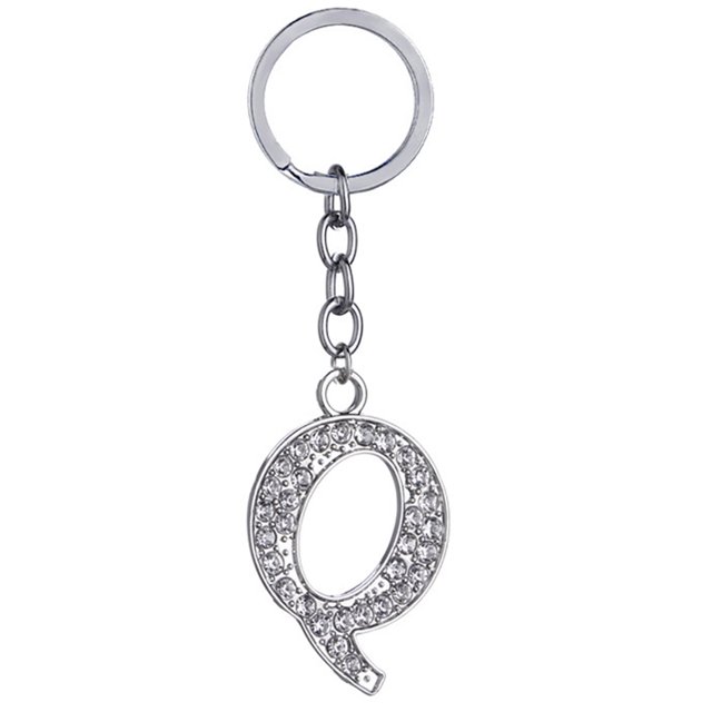 Key Chain Rhinestone A to Z Design Pendant Keychain Key Ring for Handbag Decor