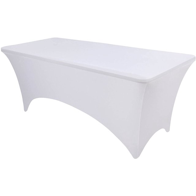 OutdoorLines Fitted Tablecloths Beige Table Clothes for 4 Foot Rectangle Table - Elastic Spandex Massage Bed Table Cover, Stretch Wrinkle Free Table Covers for Wedding, Birthday, Banquet, Vendor Stand