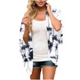 thumbnail image 2 of Fridja Womens Middle Sleeve Print Chiffon Cardigan Beach Loose Easy Tops, 2 of 6