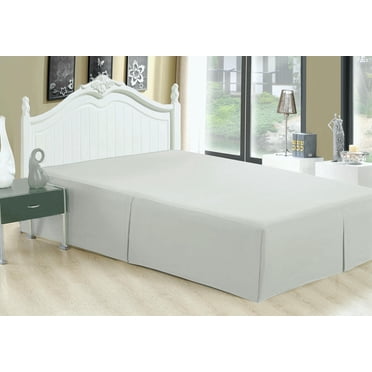 Jupe de lit Marina Décoration ultra douce et soyeuse, toutes saisons, poche profonde, 40 cm de hauteur, en rayonne de bambou massif, couleur argent
