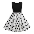 thumbnail image 2 of Huvoen Vêtements de Déguisement pour Filles 4-6 Filles Été Rétro Taille Rayure Couleur Unie Manches Volantées Assemblées Manches Col Rond Robe Blanc 120, 2 of 5