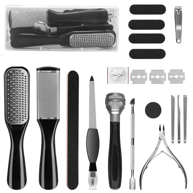 QJUHUNG Professional Manicure Set 20 in 1 Stainless Nail Clippers Kit Pedicure Tools Kit for Travel