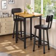 thumbnail image 2 of Furlinkhm 3 Piece Pub Dining Set, Modern bar Table and Stools for 2 Kitchen Counter Height Wood Top Bistro Easy Assemble for Breakfast Nook Living Room Small Space Restaurant, Rustic Brown, 2 of 9