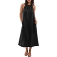 thumbnail image 1 of Kaemgyyd Robes à Col Licou pour Femmes Été Sans Manches Robe d'Été Décontractée Plage Vacances Fluide Bohème Mi-Longue avec Poches, 1 of 7