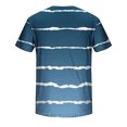 thumbnail image 5 of Penkiiy T-Shirt Homme Décontracté Col Rond Rayé Imprimé Chandail Entraînement Physique Sport Manches Courtes Blouse 2TG Bleu, 5 of 5