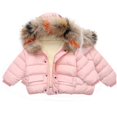 thumbnail image 2 of Kids Winter Jacket Winter Child Kids Solid Color Hoodie Zipper Coats Keep Warm Jacket Clothes, 2 of 5