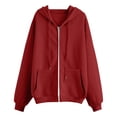 thumbnail image 3 of WEIYLL Tops Women Solid Long Sleeve Zipper Hooded Coat Pocket Sweatshirt Rd2 Top Sizes XL, 3 of 4