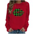 thumbnail image 1 of CEHVOM Womens Solid Shirts Round Neck Long Sleeve Tops Printed Regular Blouse Clearance, 1 of 5