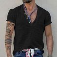 thumbnail image 1 of Shirts for Men, Mens Solid Color Fallow Button Round Neck Sports Short Sleeve Shirt, 1 of 6