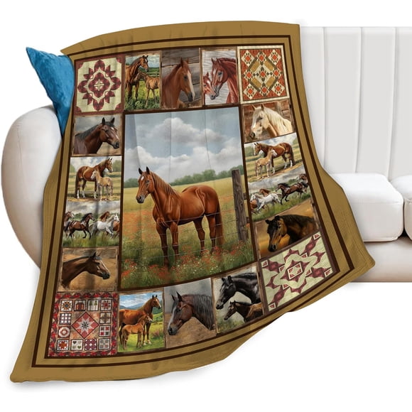 Horse Blanket Horse Lovers Gifts for Girls Boys Men Women Horse Decor Ultra Soft Warm Fleece Flannel Throw Blanket for Sofa Couch Bed 50"X60"