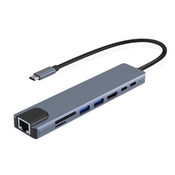 8 In 1 Type C Hub Docking Station Support Hdmi 4K30Hz Pd3.0 100W Fast Charge Rj45 100Mbps Network Usb3.0 Expansion Hub For Laptop Computer Connectivity Solution