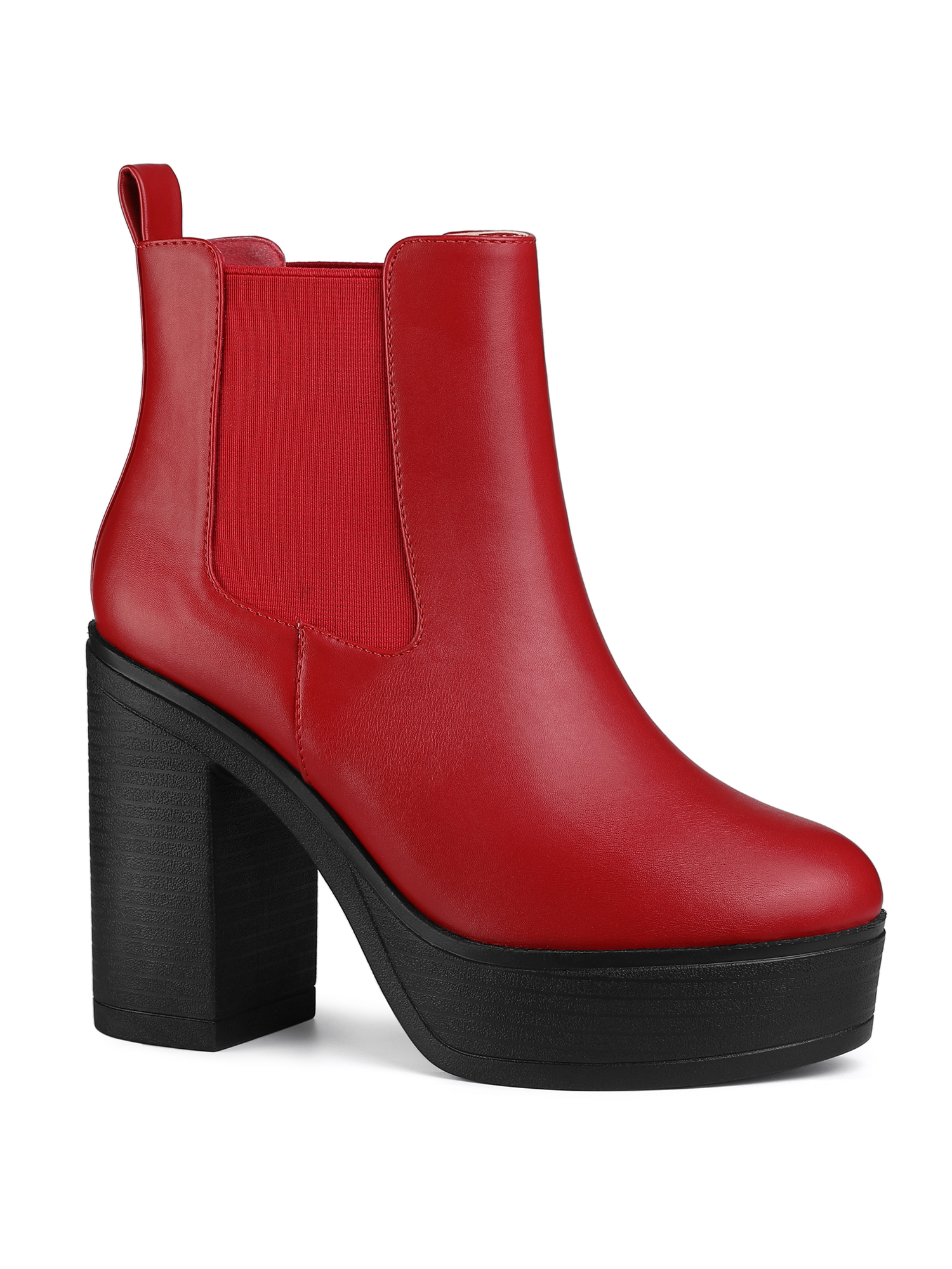 Unique Bargains Women's Platform Chunky High Heels Chelsea Ankle Boots